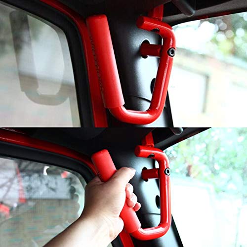 Front Grab Handle Grab Bar Compatible with Jeep Wrangler JK Rubicon Sahara Sport 2007-2017 2/4 Door Solid Steel 2 Pieces