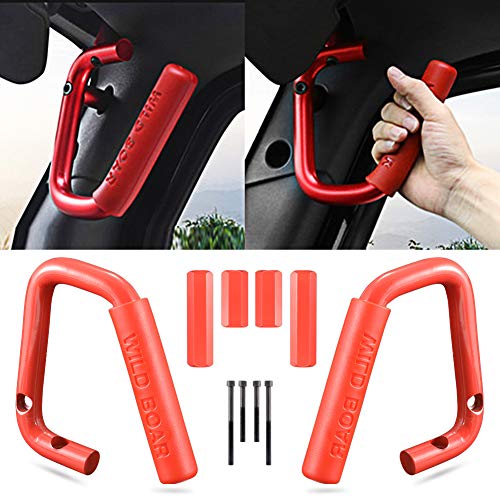 Front Grab Handle Grab Bar Compatible with Jeep Wrangler JK Rubicon Sahara Sport 2007-2017 2/4 Door Solid Steel 2 Pieces