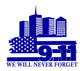 WE WILL NEVER FORGET" w/ AMERICAN FLAG VINYL DECAL