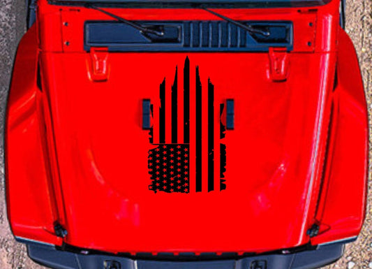 AMERICAN FLAG HOOD DECALS FOR JEEP WRANGLER JK JL JEEP GLADIATOR TRUCKS CARS