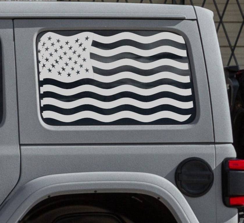 Set of American Flag Waving Decals for Jeep Wrangler JL JK 4-Door Rear ...