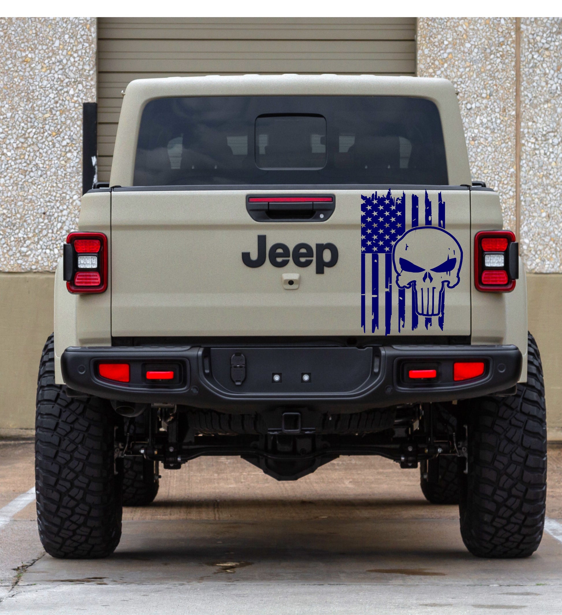 American Flag Punisher Decal for Jeep Gladiator Tailgate,Trucks,Cars.  Sizes Available.