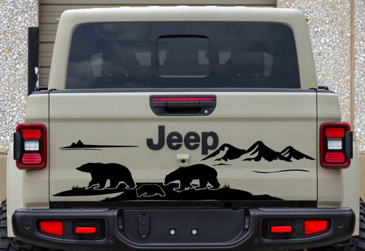 Bears Mountain Silhouette Decal Sticker for Jeep Gladiator Truck Tailgate