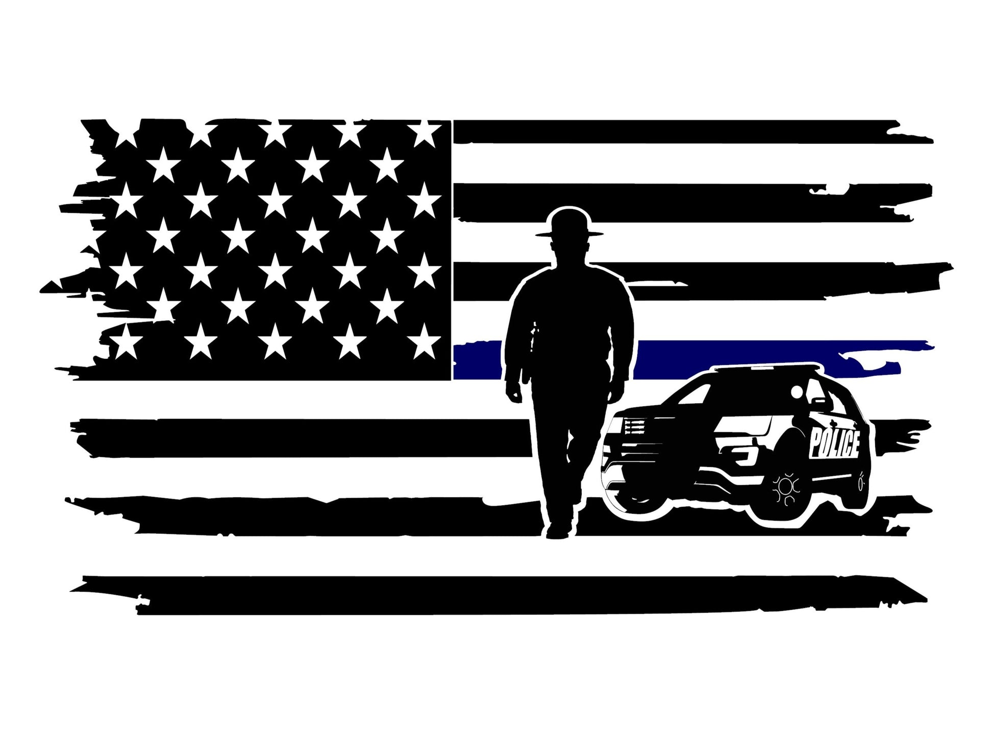Set of Distressed American Flag "Blue Lives Matter" Vinyl Decals Stickers