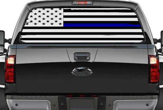 Blue Lives Matter, Distressed American Flag Decal for Any Trucks ,chevy, silverado, f150, f250, f350, rams, tacoma vinyl decals 