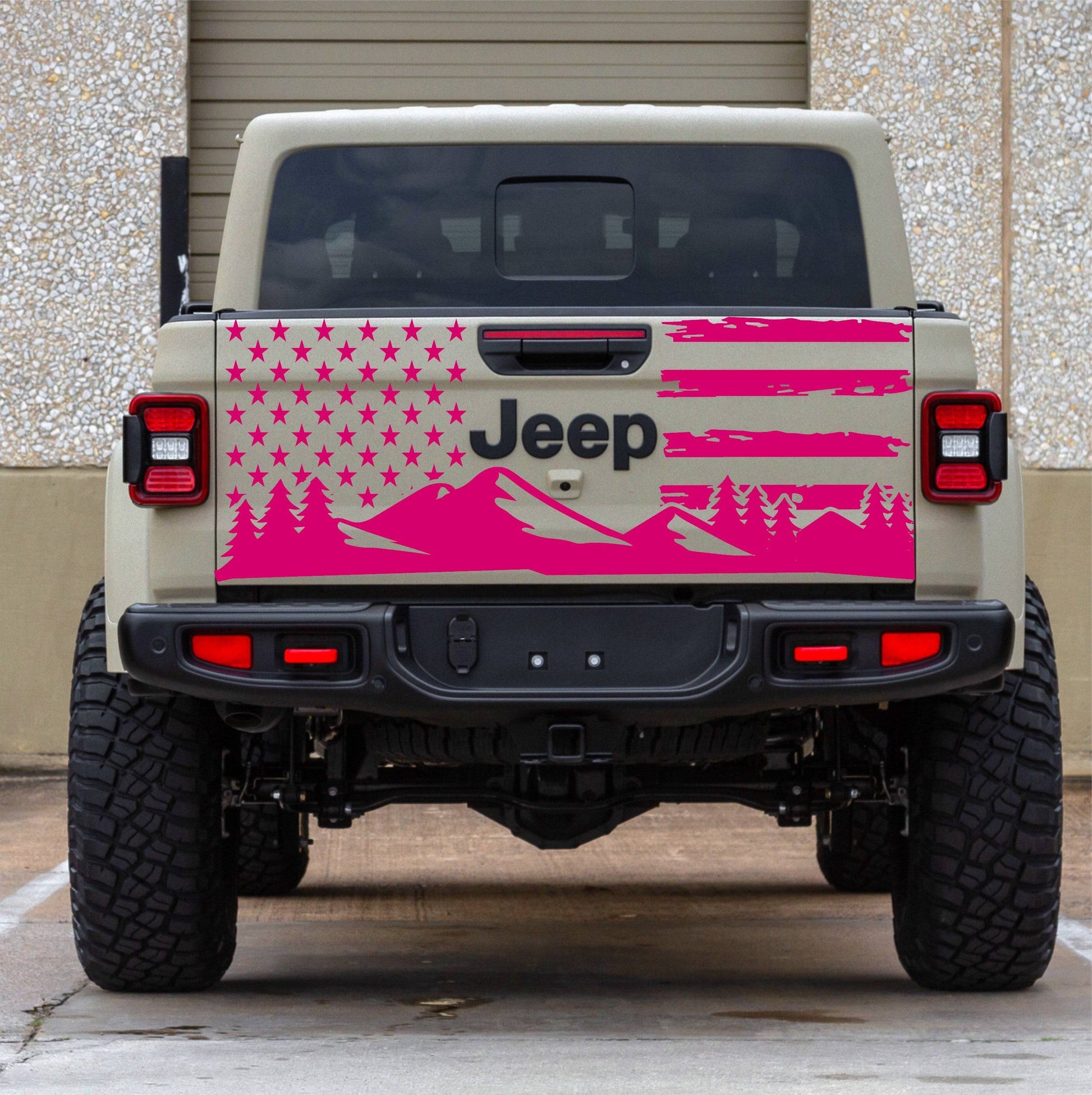 American Flag Mountain Silhouette Vinyl Decal For Jeep Gladiator Gladiator's Tailgate