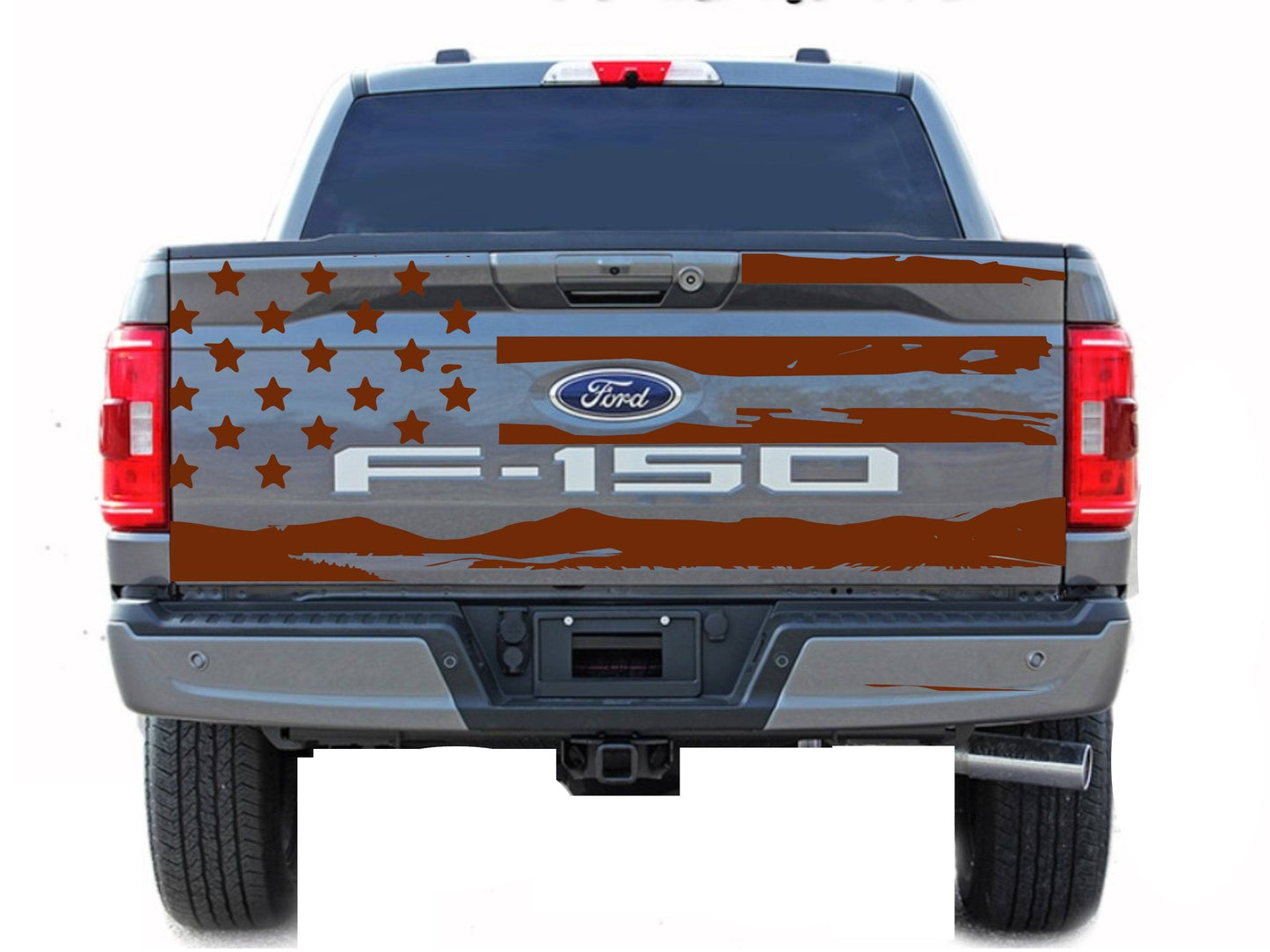 American Flag Mountain Silhouette for 2021 2022 Ford F-150 Tailgate Vinyl Decal
