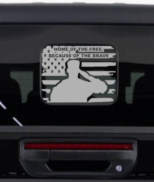 Home of the Free. Because of the Brave Distressed American Flag Decal Stickers for Jeep Gladiator Rear Window