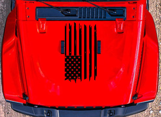 Hood Decal Distressed American Flag Decal Stickers for Trucks, Jeeps, Cars. Sizes Available.