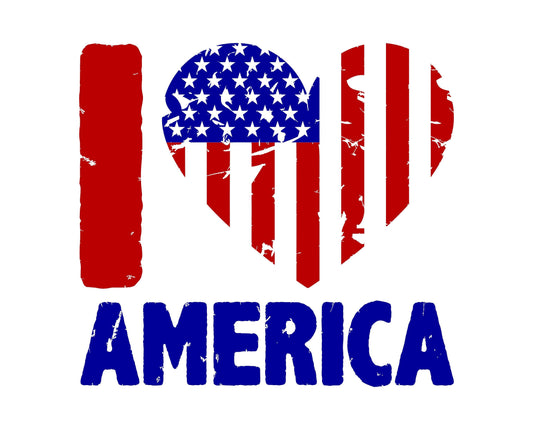 "I LOVE AMERICA" AMERICAN FLAG HEART SHAPED VINYL DECAL FOR CARS, JEEPS, TRUCKS, WINDOWS...