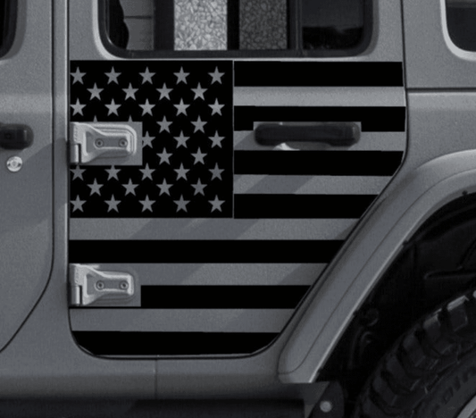 Set of American Flag Vinyl Decal For Jeep Wrangler JL 4-Door Rear Doors