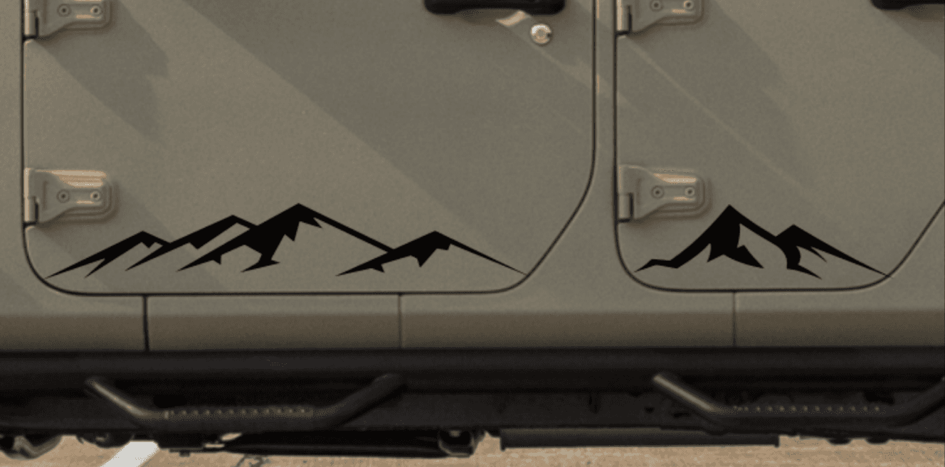 Set of Mountain Silhouette Decal Stickers for Jeep Wrangler JL, JK or Gladiator Truck