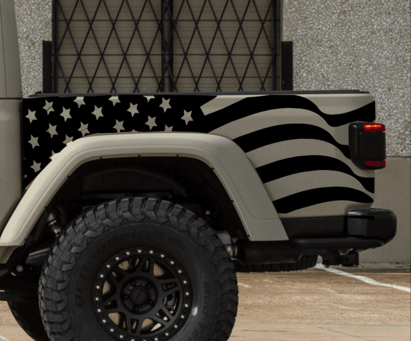 Jeep Gladiator Decal | Truck Bed Sides Distressed American Flag Stickers