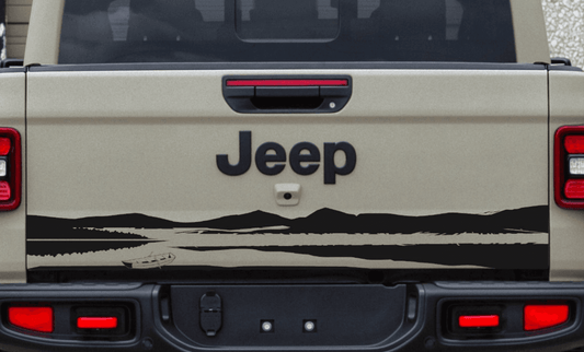 Mountain  Lake Silhouette Vinyl Decal for Jeep Gladiator Tailgate