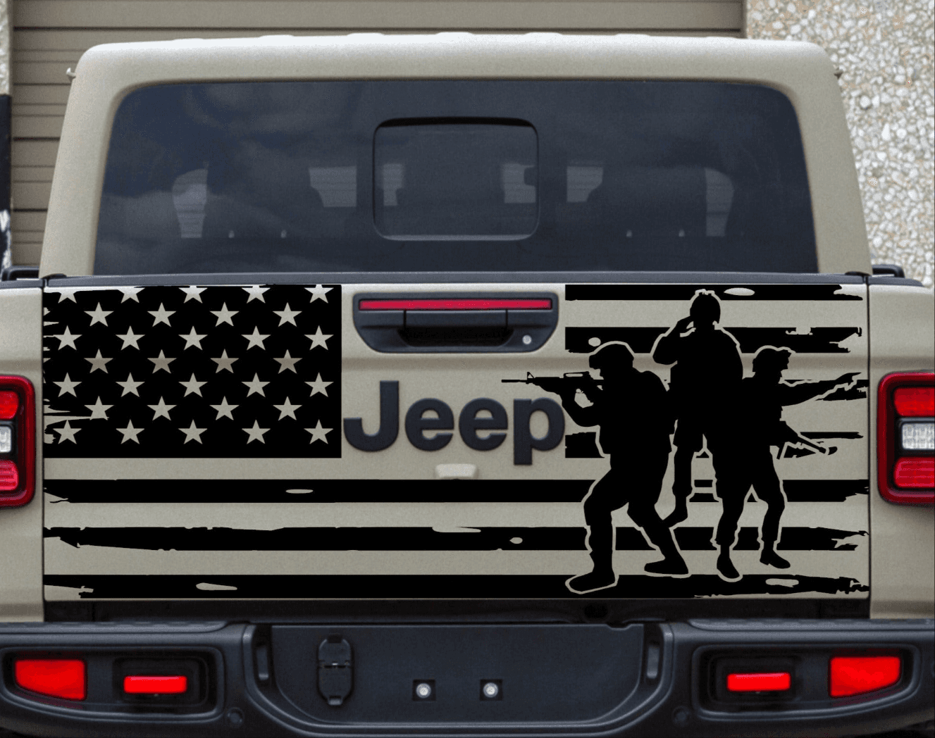 Jeep Gladiator Tailgate Decal Distressed American Flag Decal
