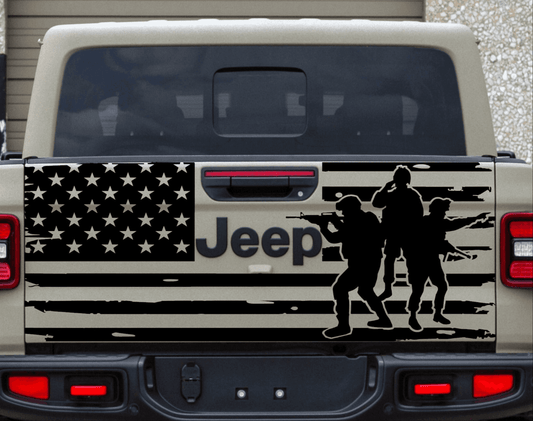 Jeep Gladiator Tailgate Decal Distressed American Flag Decal