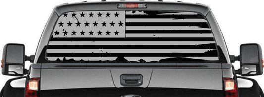 Distressed American Flag Decal for Trucks & SUVs | Patriotic Vinyl Sticker for Rear Windows