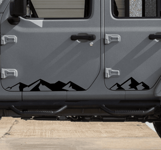 Set of Mountain Silhouette Decal for Jeep Wrangler JL, JK or Gladiator Truck 