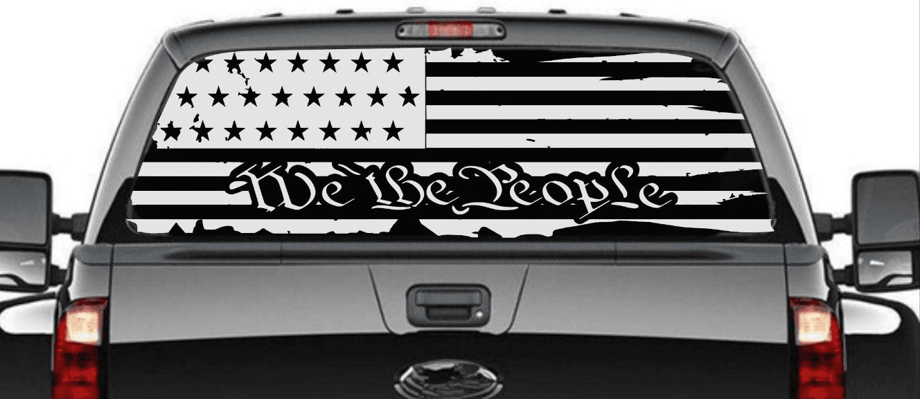"We The People" Distressed American Flag Decal Stickers Patriotic Vinyl Decal for Any Trucks, SUV's Rear Window