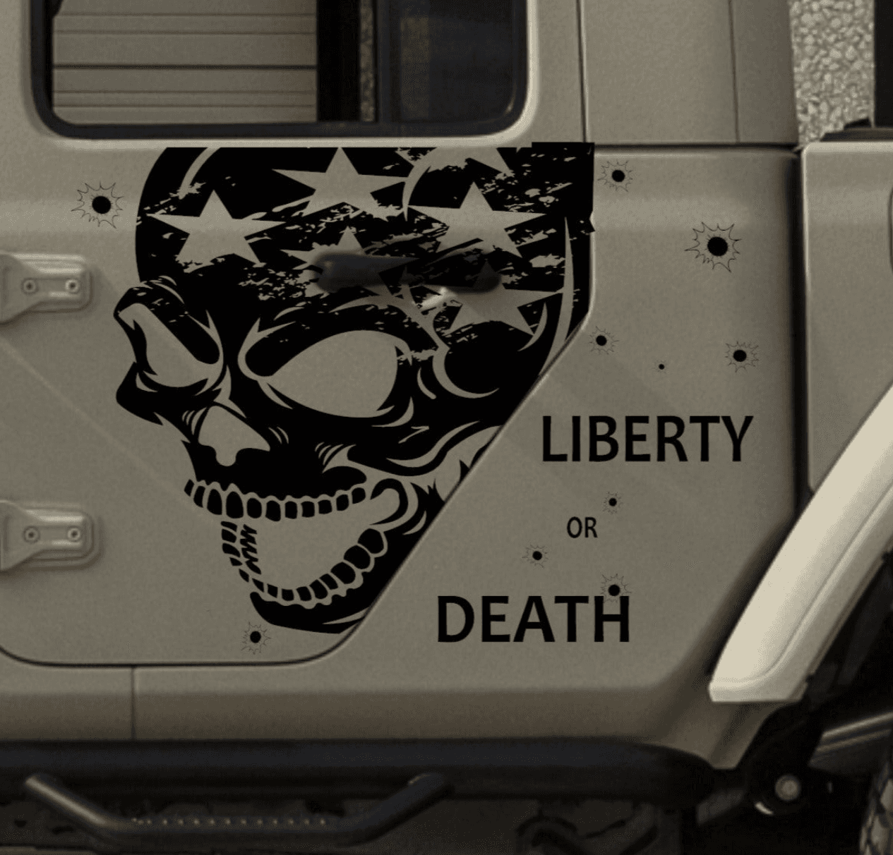Skull Punisher "LIBERTY OR DEATH" Decal Fits Jeep Gladiator Rear Doors