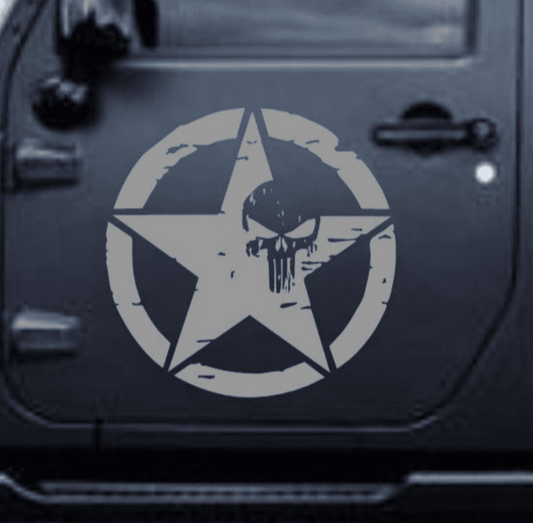 Military Star Punisher Decal for Trucks, Jeeps, Cars, SUVs | Sizes Available