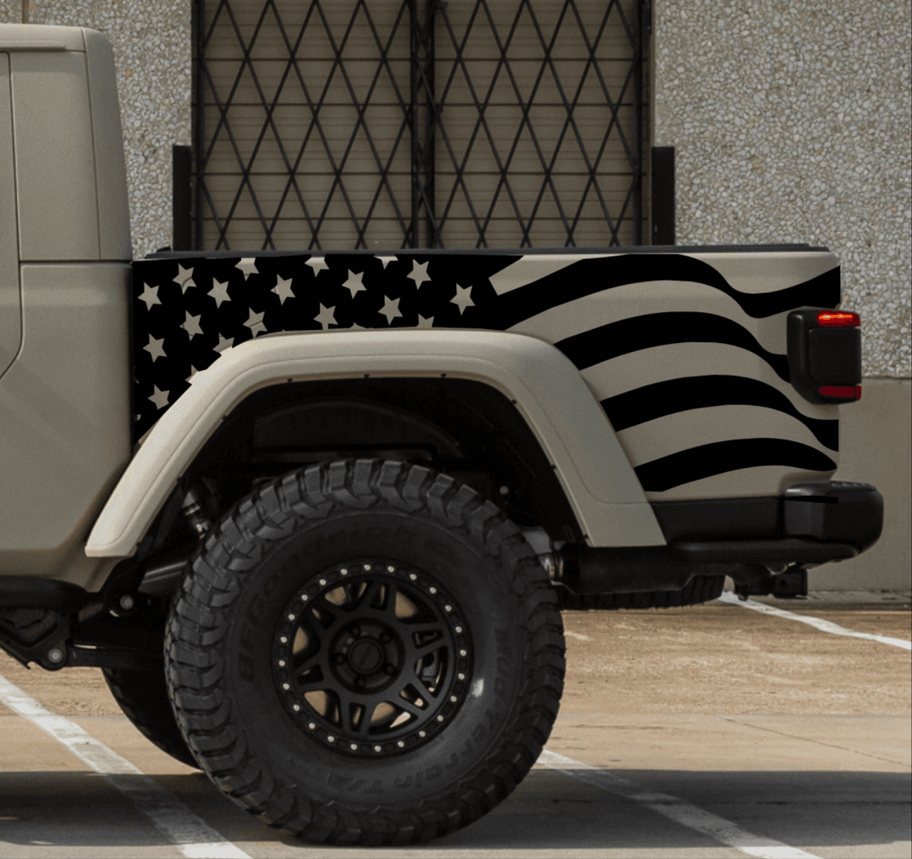 Jeep Gladiator Decal | Truck Bed Sides Distressed American Flag Stickers