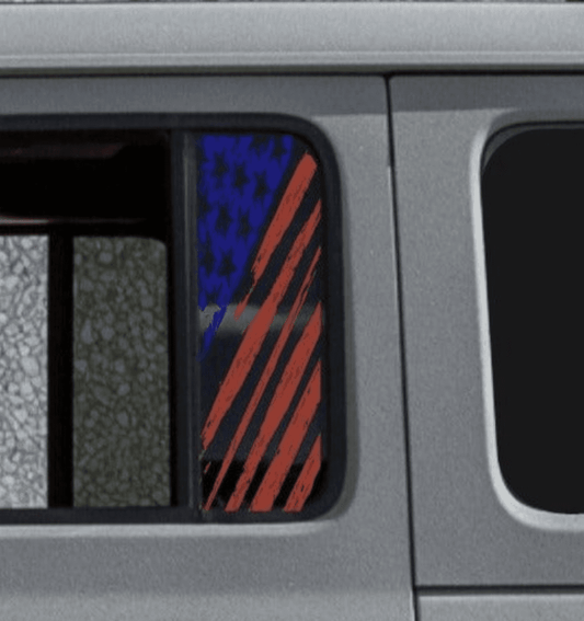 SET OF AMERICAN FLAG DECALS STICKERS PATRIOTIC DECALS FOR JEEP WRANGLER JL JK Gladiator 4-DOOR REAR DOOR SMALL SIDE WINDOWS