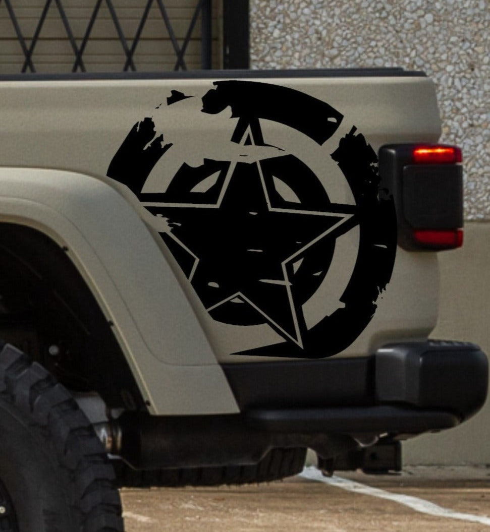 Jeep Gladiator Decals Military Star Stickers Patriotic (Side Bed Decals)