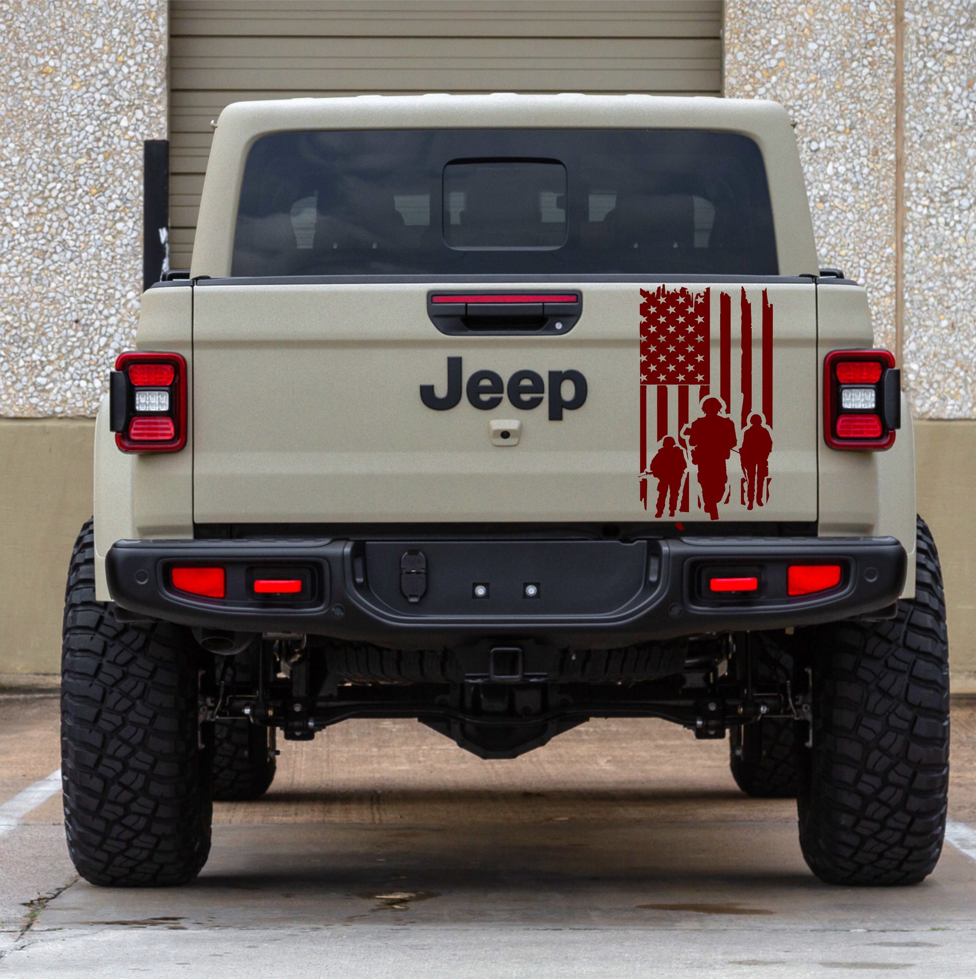 JEEP GLADIATOR TAILGATE DECAL MILITARY AMERICAN FLAG PATRIOTIC STICKER