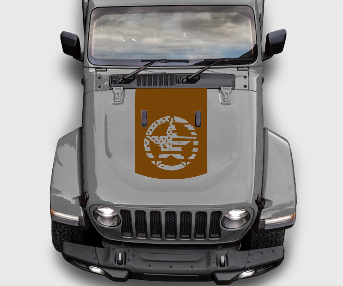 Jeep Wrangler JL Gladiator Military Star American Flag Hood Decal Sticker