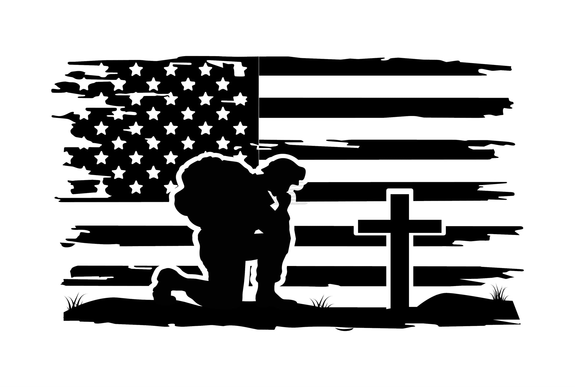 kneeling soldier silhouette pattern