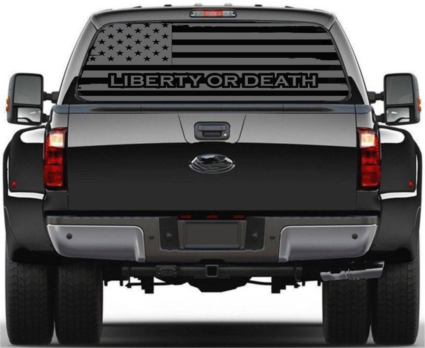 "LIBERTY OR DEATH" Distressed American Flag Decal for Any Trucks, SUV's Rear Window. Sizes Available.