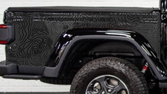 Set of Topograhic Map of the USA America Decal for Jeep Gladiator Truck Bed Sides