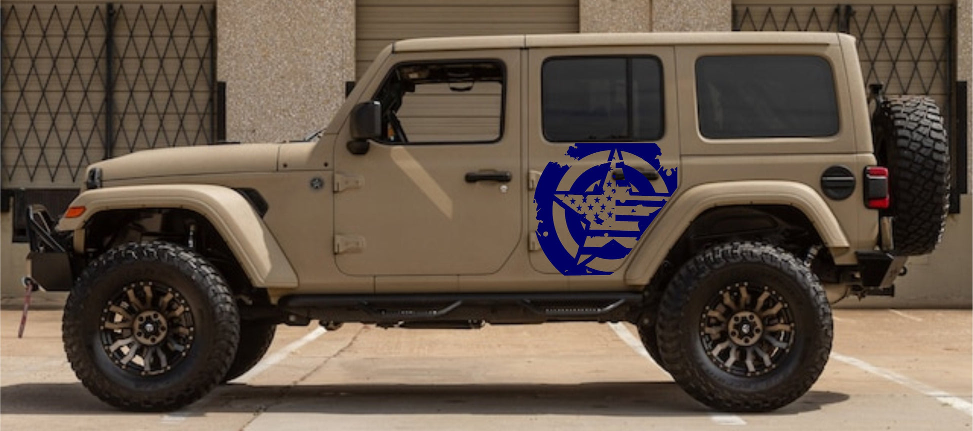 Set of Military Decal Star American Flag Decals Stickers Side Door Decals For Jeep Wrangler JL or JK 4-Door