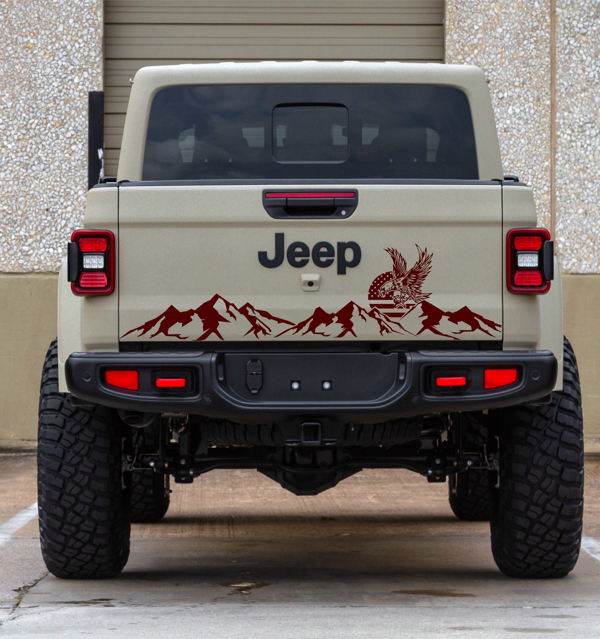American Eagle American Flag Mountain Silhouette Decal Sticker for Jeep Gladiator's Tailgate