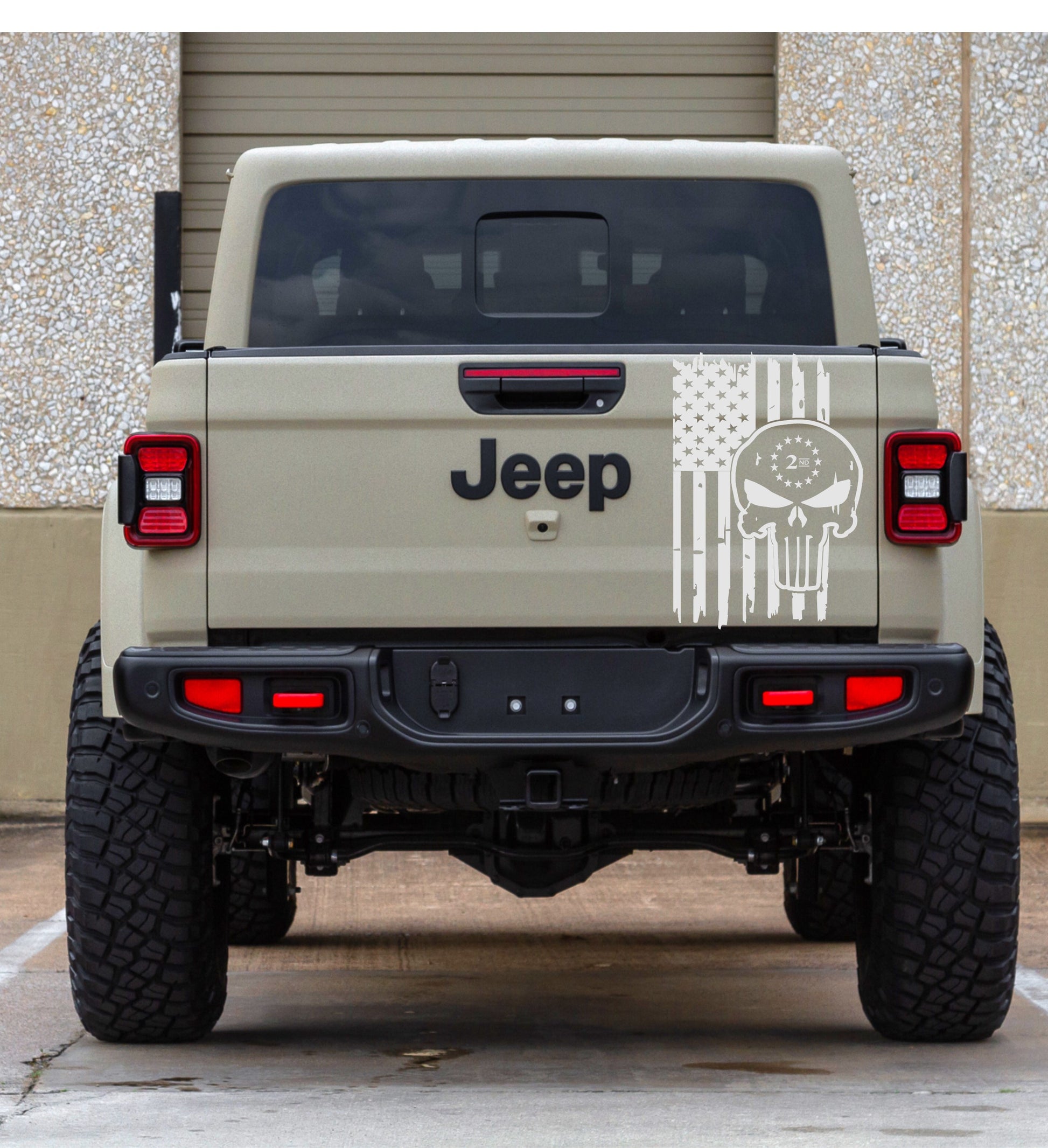 American Flag Punisher 2nd Amendment Decal for Jeep Gladiator Tailgate/Trucks/Cars.  Sizes Available.