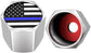 4pc. American Flag American Flag "Blue Lives Matter" Chrome Tire Valve Stem Caps Universal For Cars, SUVs, Bike, Bicycle, Trucks, Motorcycles