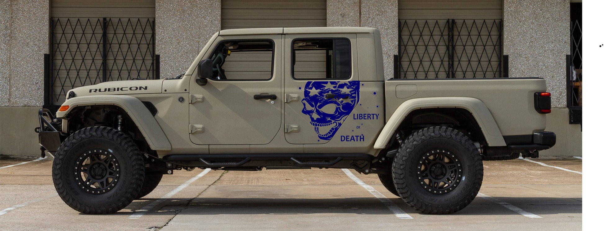 Set of American Flag Patriotism Patriots Inspired Skull Punisher "LIBERTY OR DEATH" Side Door Decals For Jeep Gladiator Trucks