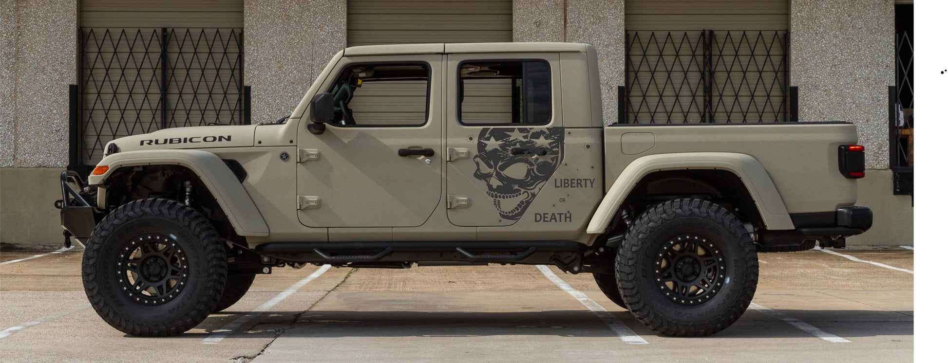Set of American Flag Patriotism Patriots Inspired Skull Punisher "LIBERTY OR DEATH" Side Door Decals For Jeep Gladiator Trucks