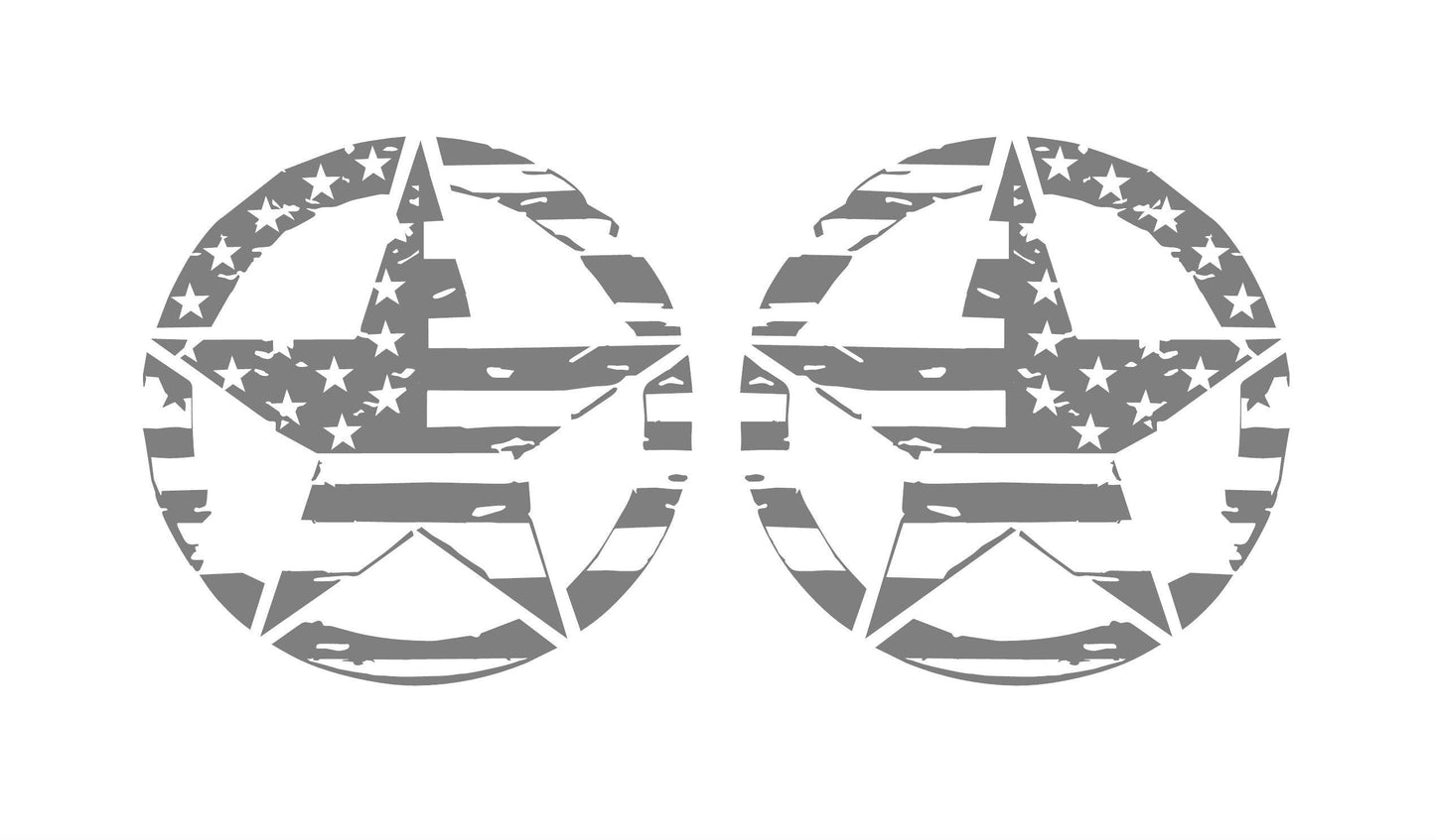 SET OF AMERICAN FLAG MILITARY STAR VINYL DECALS FOR CARS, JEEPS, TRUCKS, VANS, WINDOWS...