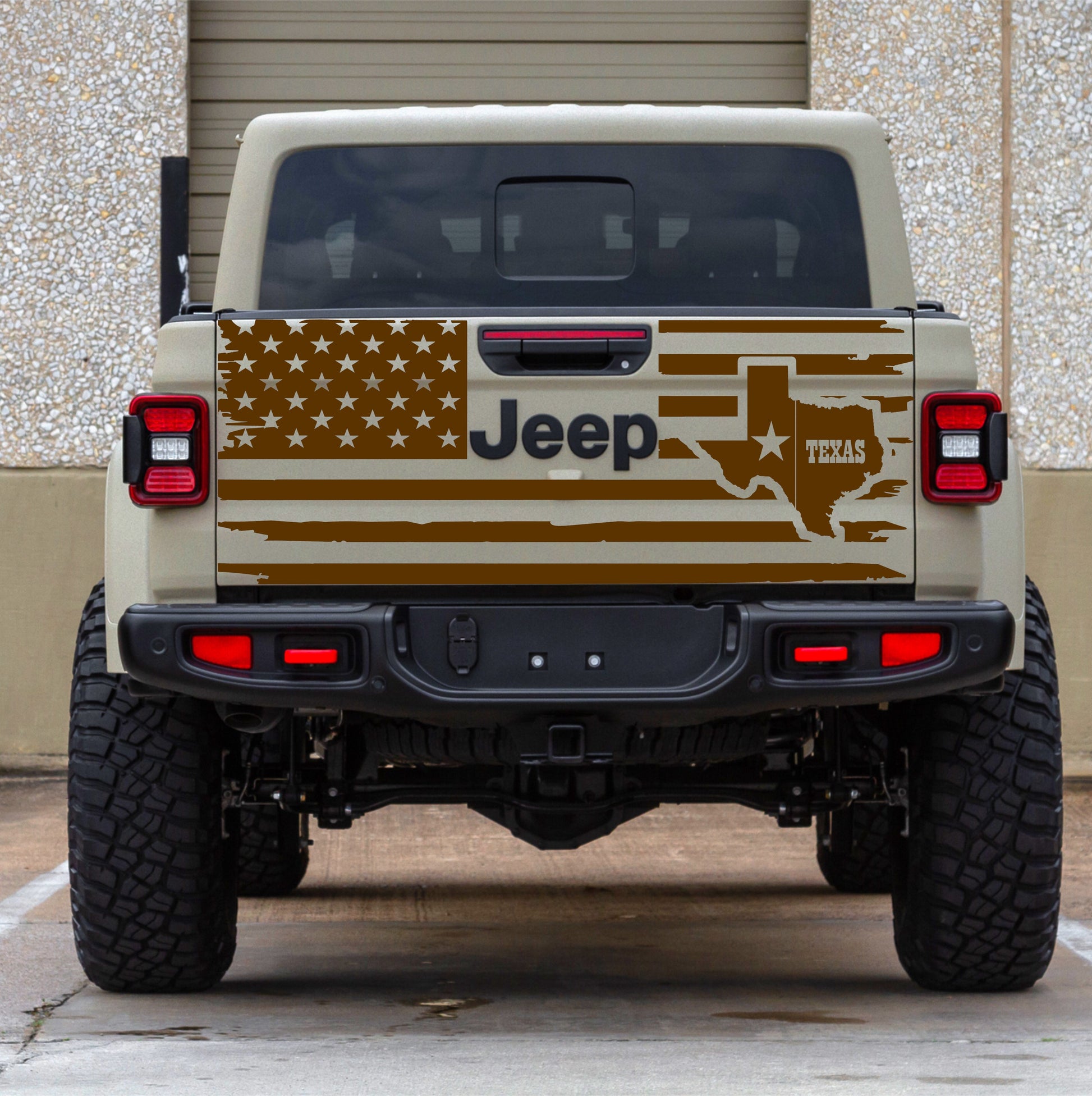 TEXAS FLAG AMERICAN FLAG DECAL STICKERS FOR JEEP GLADIATOR TAILGATE