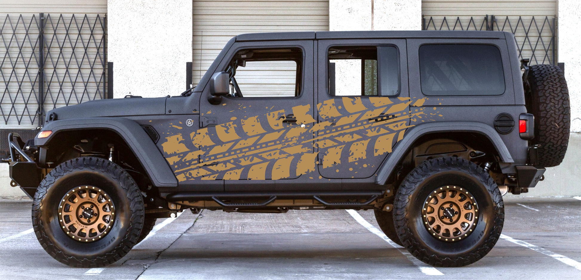 Jeep Wrangler JL JK Set of Tire Tracks Decals Car Stickers (4-Door)