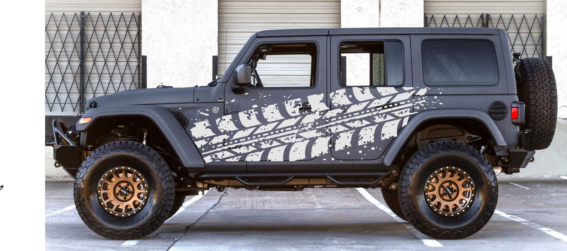 Jeep Wrangler JL JK Set of Tire Tracks Decals Car Stickers (4-Door)
