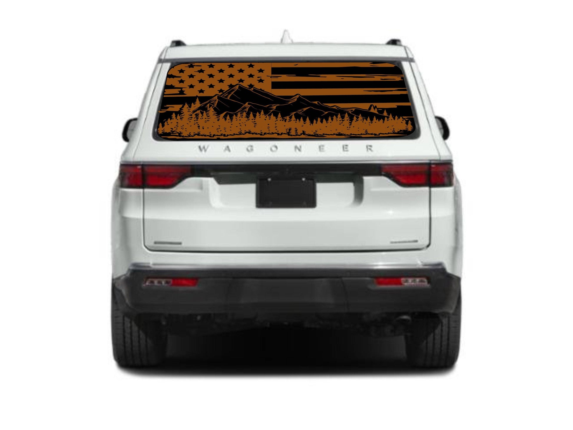 American Flag Mountain Silhouette Vinyl Decal for Jeep Wagoneer Rear Window