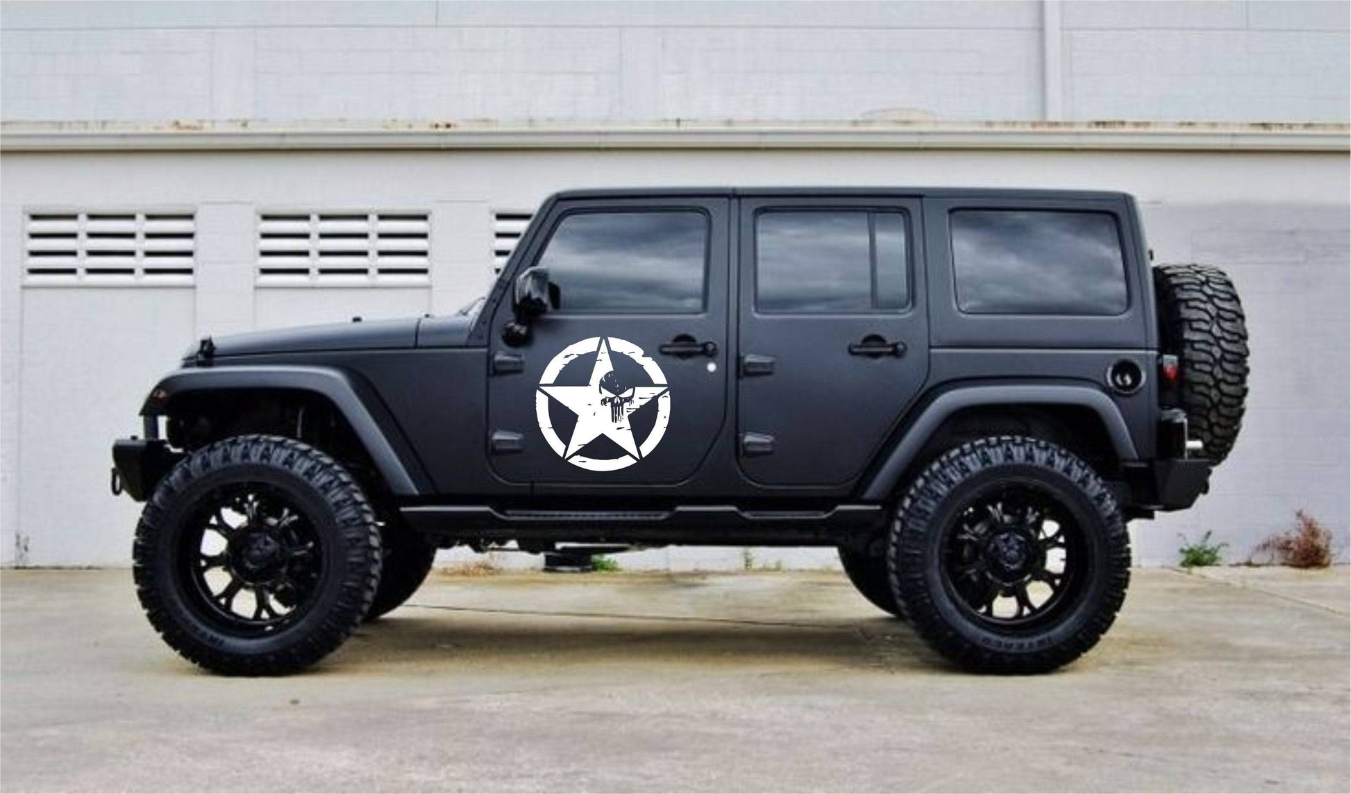 Military Star Punisher Decal for Trucks, Jeeps, Cars, SUVs | Sizes Available