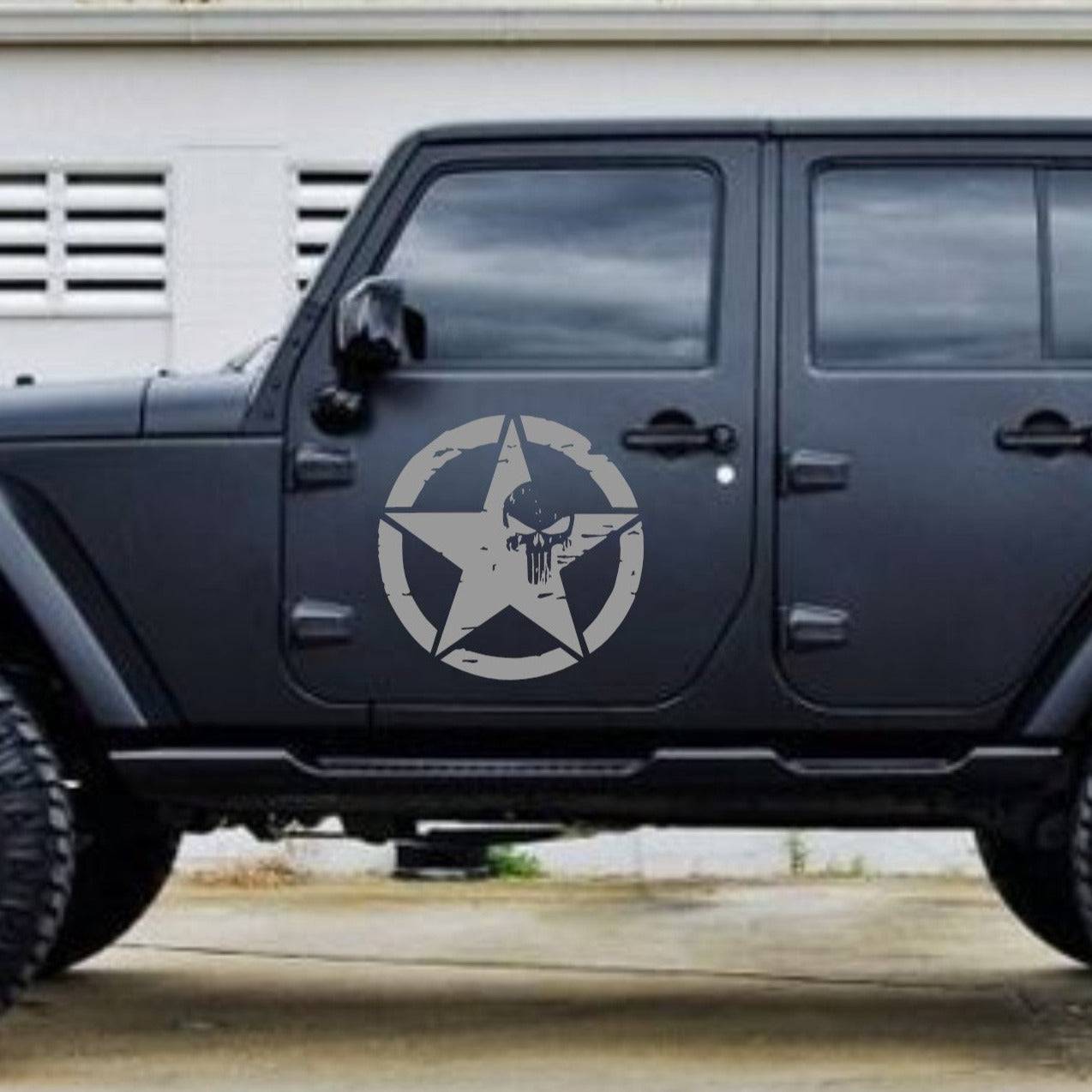 Military Star Punisher Decal for Trucks, Jeeps, Cars, SUVs | Sizes Available