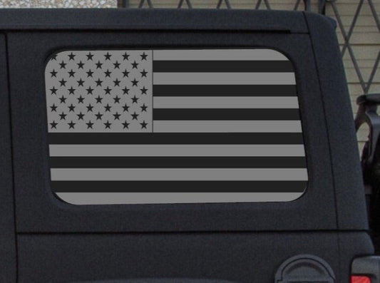Set of American Flag Vinyl Decal For Jeep Wrangler JK JL 4-Door Rear Side Windows