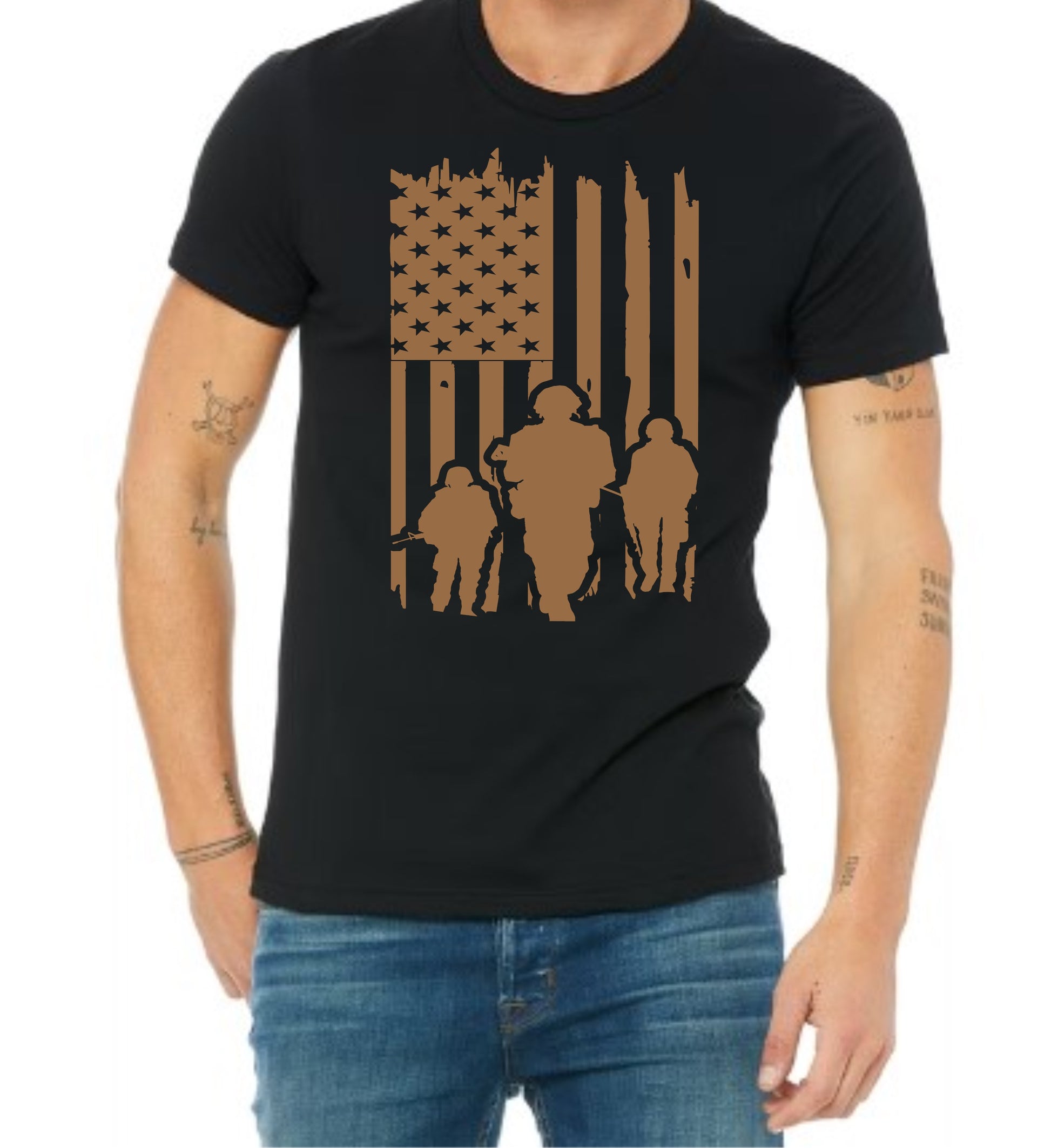 Soldiers Military Men Veterans American Flag Heat Transfer/HTV/Patriotic Iron On/DIY Transfer