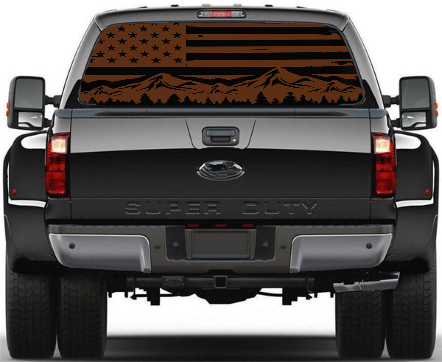 american flag mountain silhouette decals car stickers for trucks Rear window. Ford Trucl Ram Truck Chevy truck, Toyota truck, GMC truck
