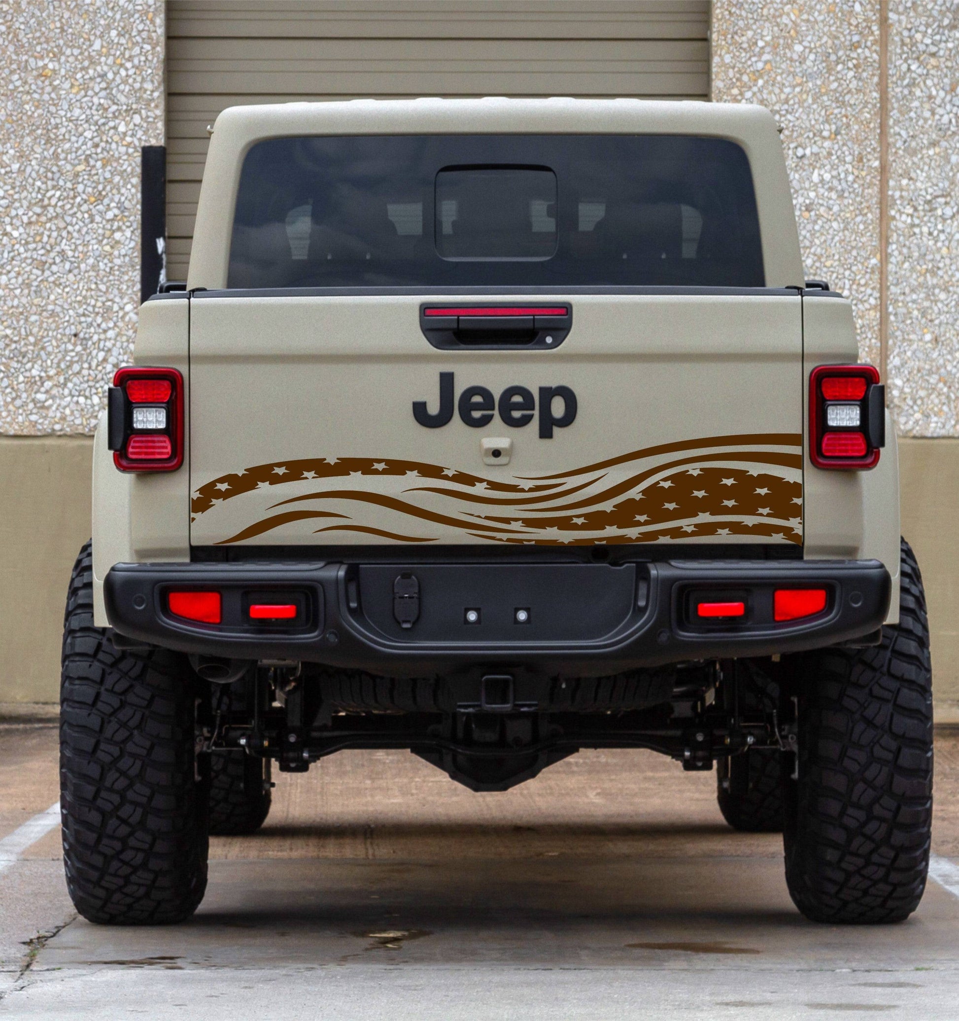 american flag waving for jeep gladiator's tailgate patriotic bumper stickers